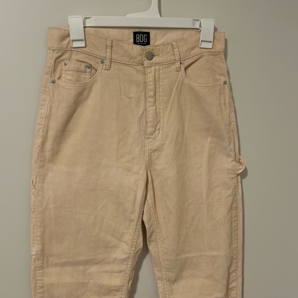 BDG Urban Outfitters Cream Cargo Corduroy Slim Straight Pants Size 27